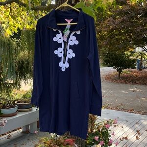 Lilly Pulitzer Navy Tunic with White Detailing Sz XL BNWT